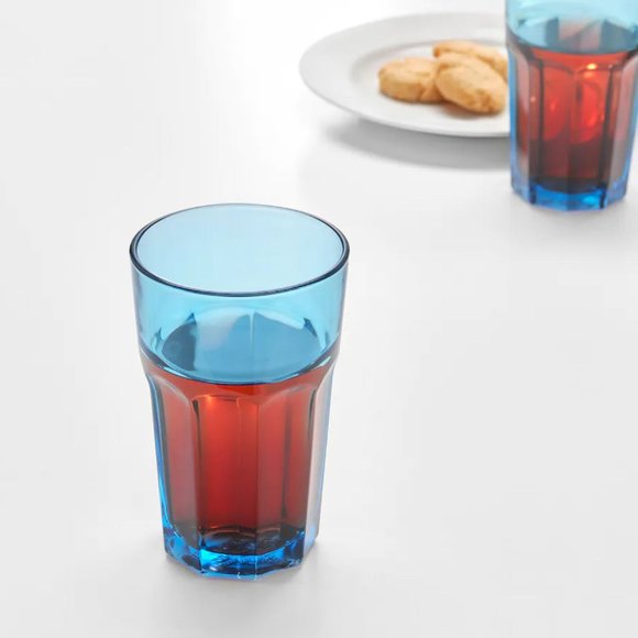 (8) IKEA POKAL Glass Turquoise 12 oz Set Of 8 Tempered Glass New Design - Picture 3 of 5